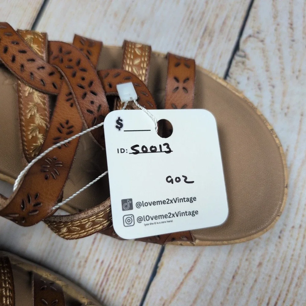Skechers Cali Wedge Sandals Luxe Foam Strappy Brown Comfort‎ Size 8